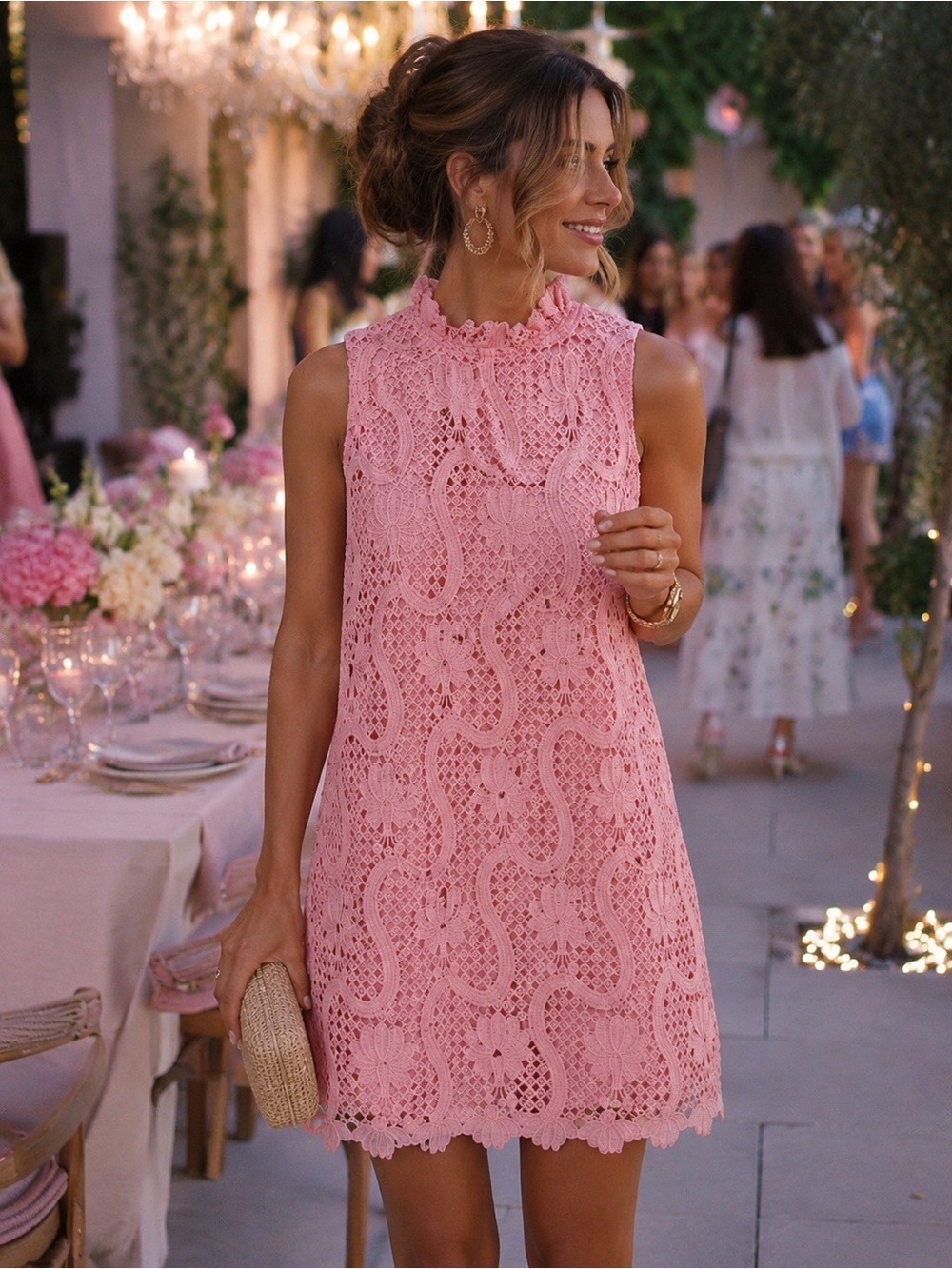 Anne Klein Blush Pink Lace Shift Dress Bow Back Size 16 NWT